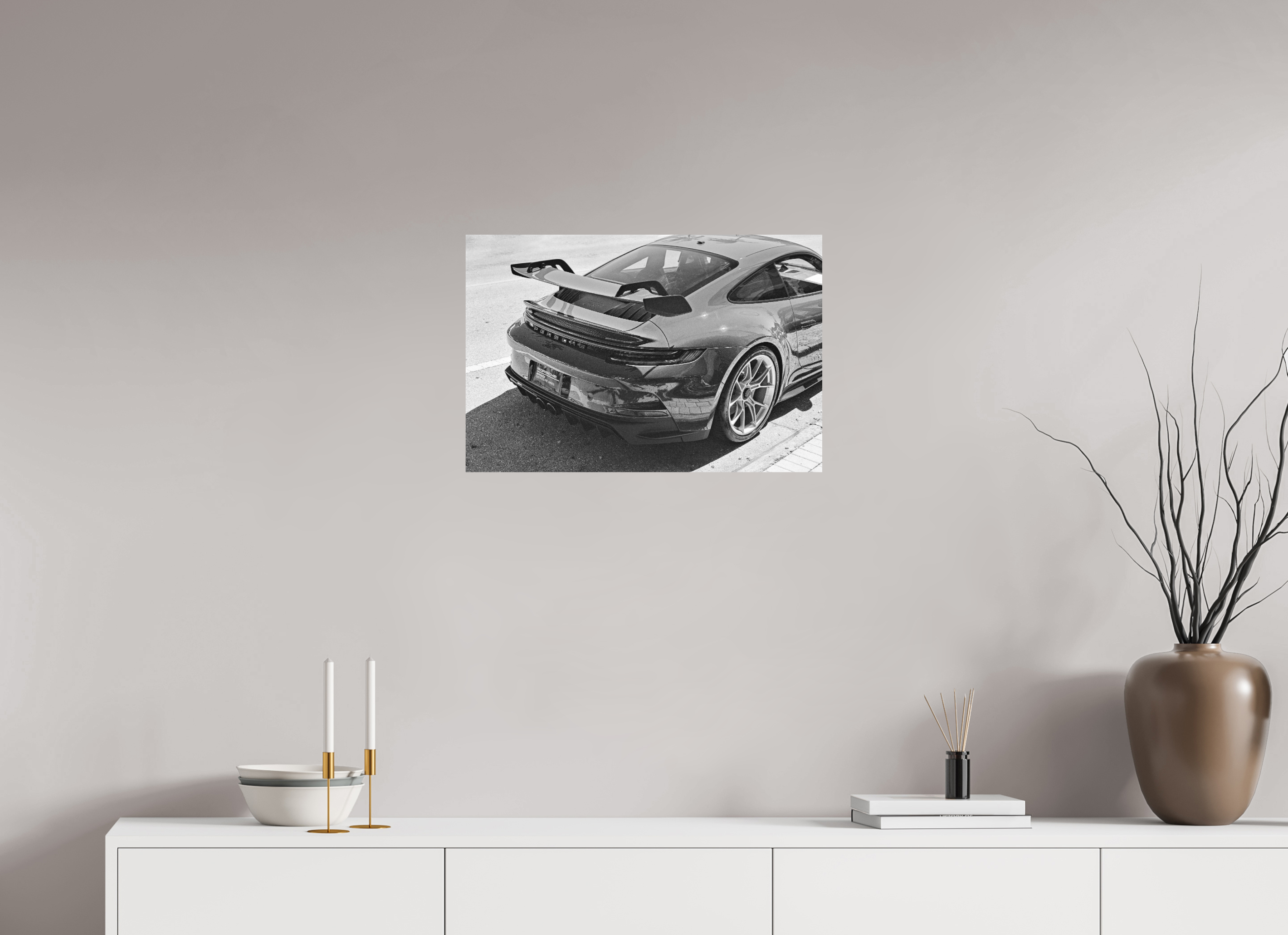 24 x 16″, Ilford B&W Photo Print On Aluminum Backing Matte Porsche GT3